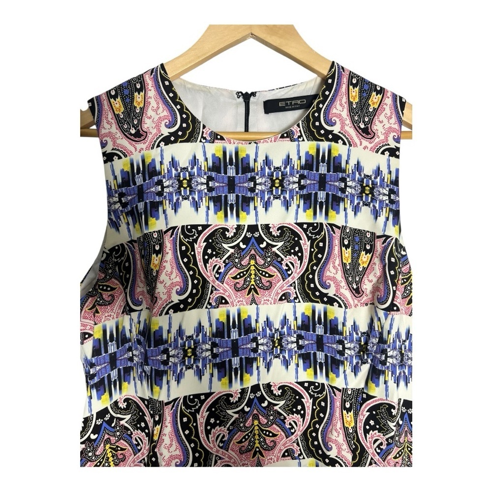 Etro Multicolor Sleeveless Dress - Elevated office or Vacation Wear - Size XL - Picture 3 of 6